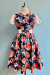 Orange and Navy Floral Dress by Orchid Bloom