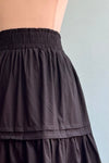 Black Tiered Maxi Skirt with Elastic Waist