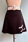 Black Bat Embroidered Mini Skirt