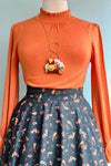 Light Orange Mock Neck Ruffle Trim Sweater