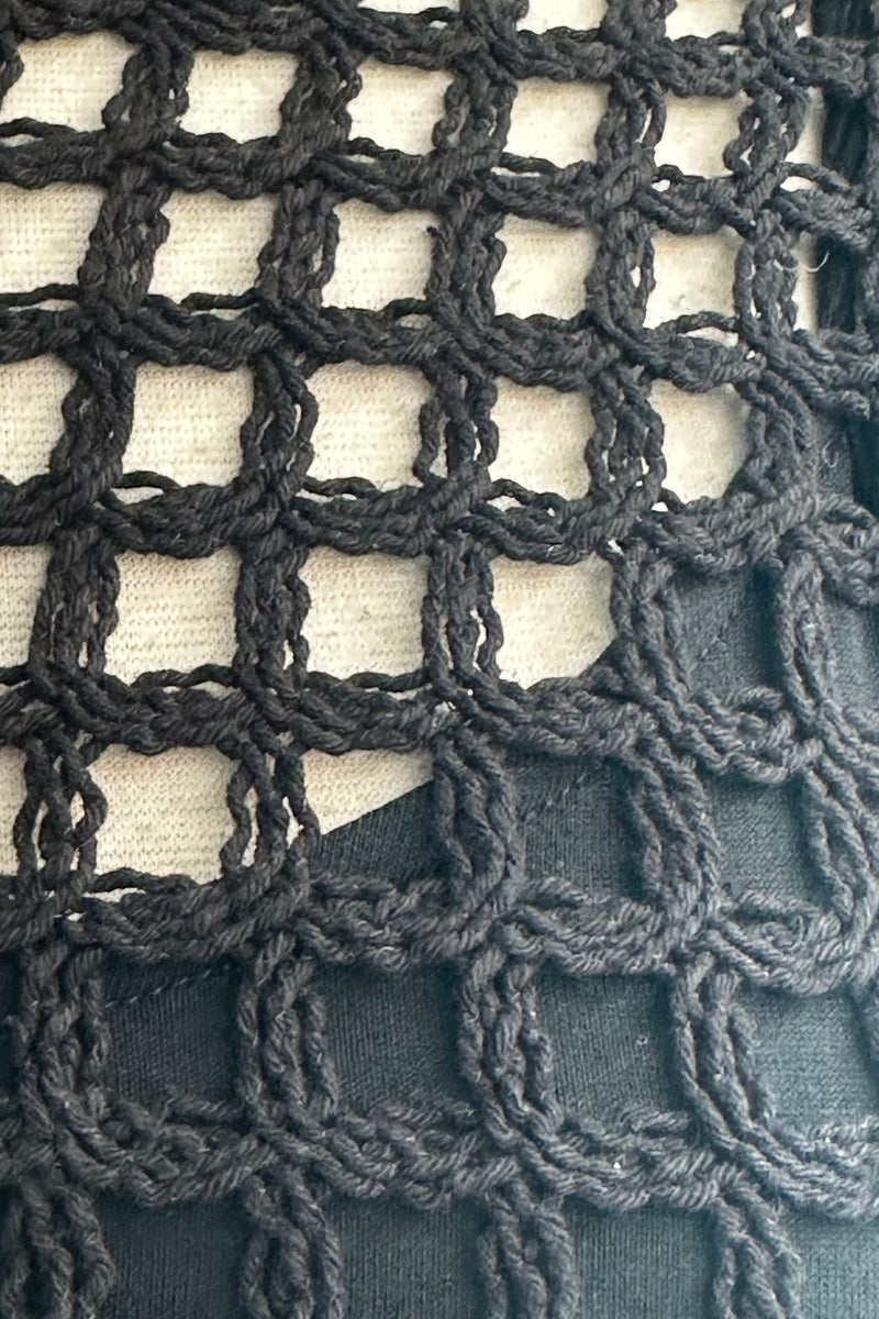 Black Crochet Ruffle Top