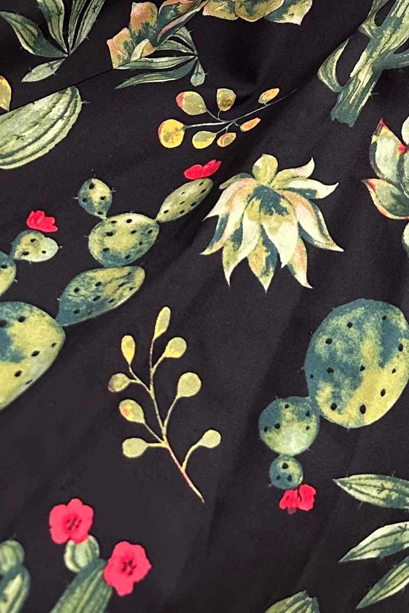 Cactus and Succulent Full Skirt in Black by Eva Rose