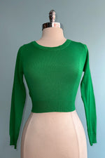 Bright Green Cropped Knit Pullover Sweater