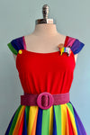 Rainbow Stripe & Red Bodice Dress