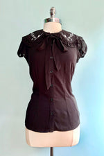Black Embroidered Ivie Blouse by Hell Bunny