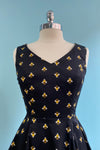 Black Bee Print V-Neck Dress by Eva Rose