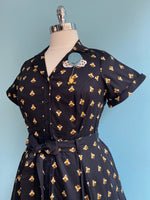 Black Bee Knee-Length Shirtwaist Dress by Eva Rose