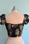 Ruffle Sleeve Cropped Tropical Print Top