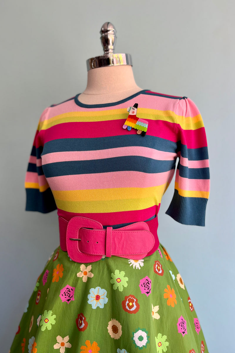 Pink and Lime Stripe Chrissie Sweater