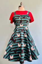 Teal Striped Chicken Fold-Over Dress by Eva Rose