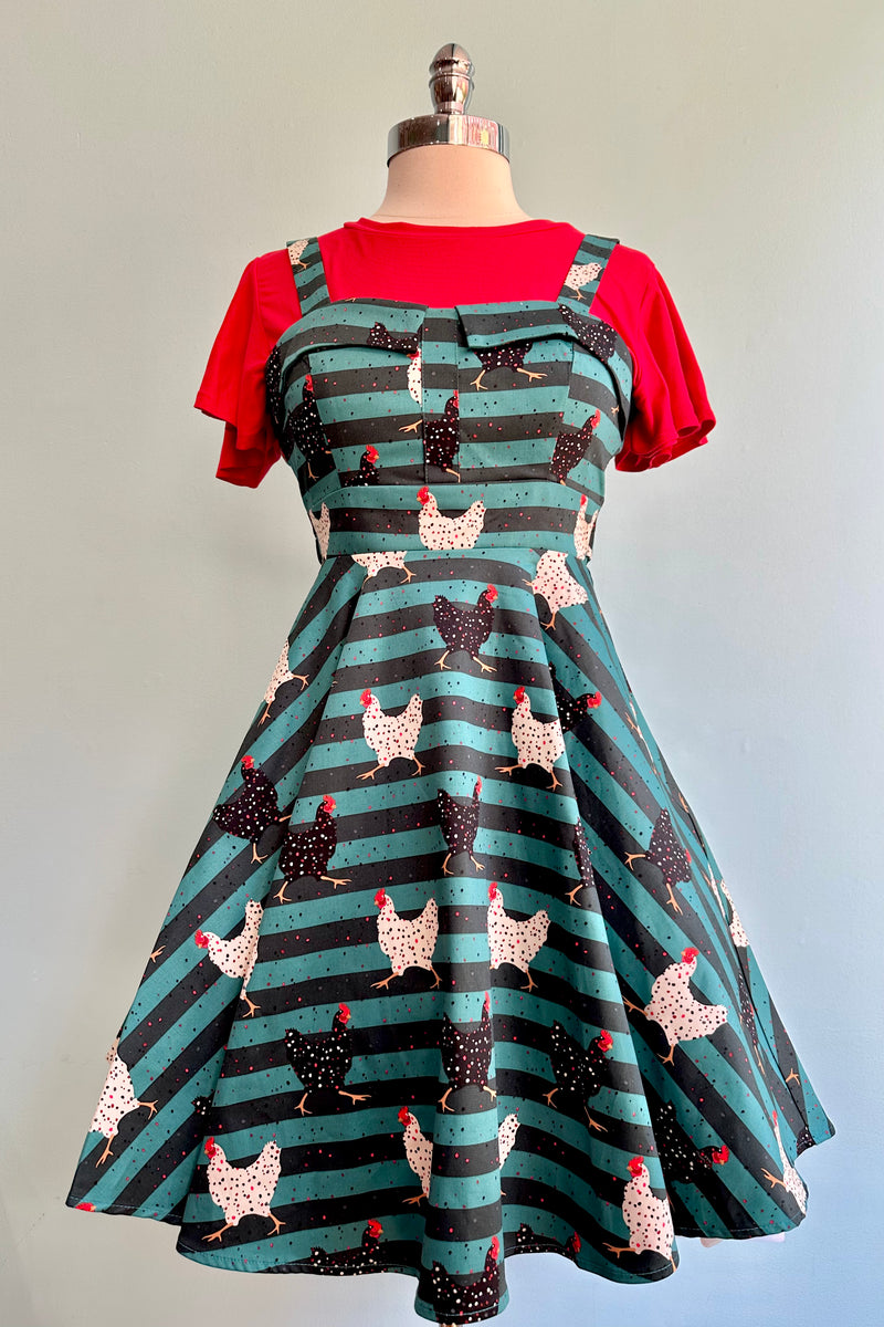 Teal Striped Chicken Fold-Over Dress by Eva Rose