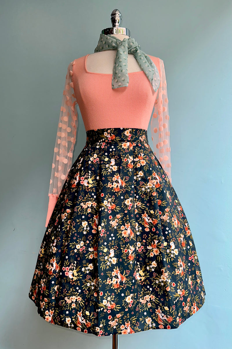 Dark Teal Woodland Friends Cindy Skirt by Heart of Haute