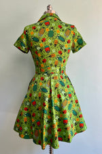 Green Bug Shirtwaist Mini Dress by Eva Rose