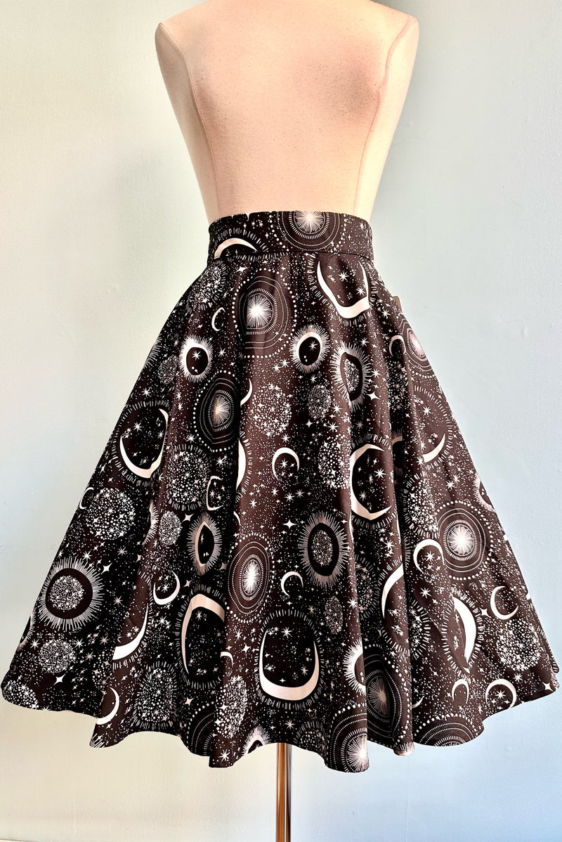 Glow in the Dark Moons in Black & White Circle Skirt by Heart of Haute
