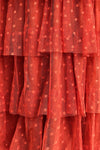 Copper Polka-Dot Mesh Tiered Dress