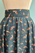 Dark Teal Playful Fox Circle Skirt by Heart of Haute