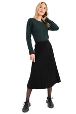 Black Pleated Sweater Skirt by Molly Bracken