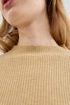 Tan Ribbed Knit High Collar Sweater by Compania Fantastica