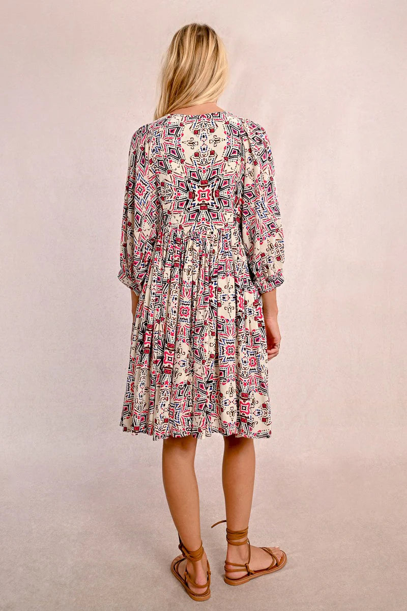 Final Sale Cream Printed Boho Mini Dress by Molly Bracken Modern Millie Final Sale Cream Printed Boho Mini Dress by Molly Bracken Modern Millie