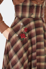 Western Brown Plaid Suspender Skirt by Voodoo Vixen