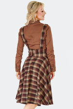 Western Brown Plaid Suspender Skirt by Voodoo Vixen