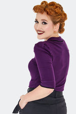 Cat and Pumpkin Collared Sweater in Purple by Voodoo Vixen