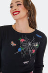 Floral Moth and Web Sweater by Voodoo Vixen