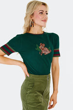 Forest Bunny Short Sleeve Sweater in Green by Voodoo Vixen