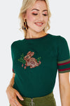 Forest Bunny Short Sleeve Sweater in Green by Voodoo Vixen