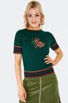Forest Bunny Short Sleeve Sweater in Green by Voodoo Vixen