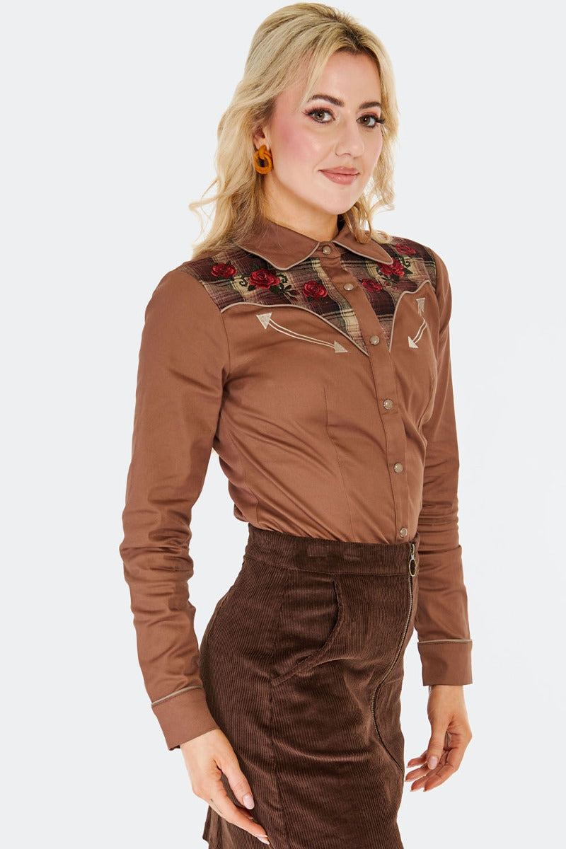 Western Top in Brown by Voodoo Vixen
