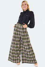 Plaid Wide Leg Suspender Pants by Voodoo Vixen