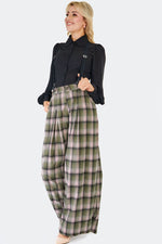Plaid Wide Leg Suspender Pants by Voodoo Vixen
