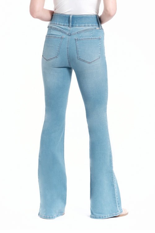 Petite 29" Shapewear Flare Leg Jeans in Light Wash by 1822 Denim