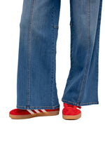 30" Pull On Wide Leg Jeans in Medium Wash by 1822 Denim