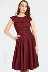 Red Plaid Wide Collar Dress by Voodoo Vixen