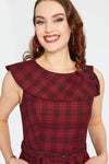 Red Plaid Wide Collar Dress by Voodoo Vixen