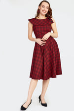 Red Plaid Wide Collar Dress by Voodoo Vixen