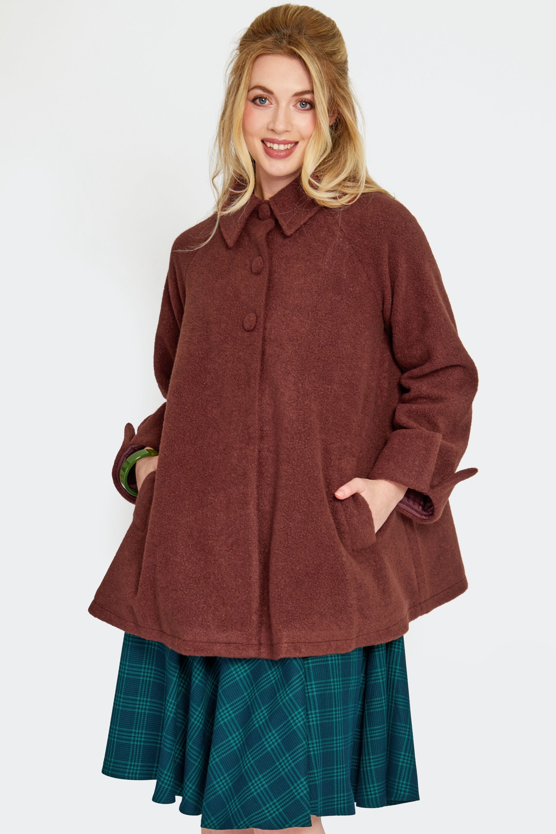 Brown A-Line Ava Swing Coat by Voodoo Vixen – Modern Millie