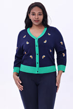 Rainbows Embroidered Skye Cardigan in Navy by Miss Lulo