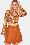 Orange Panelled Faux Suede Mini Skirt by Voodoo Vixen