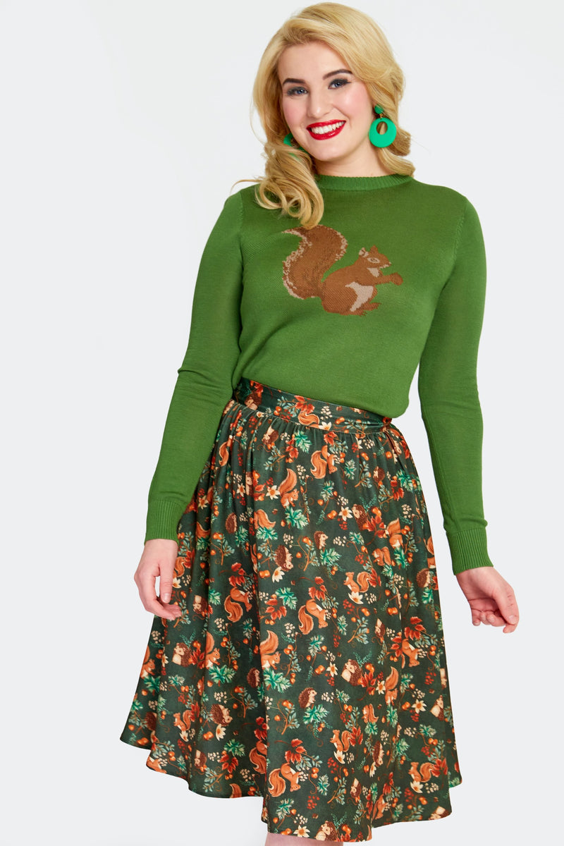 Woodland Creatures Flared Skirt by Voodoo Vixen