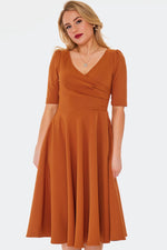 Burnt Orange Surplice Dress by Voodoo Vixen