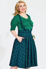 Green Plaid High Waisted Phoebe Skirt by Voodoo Vixen