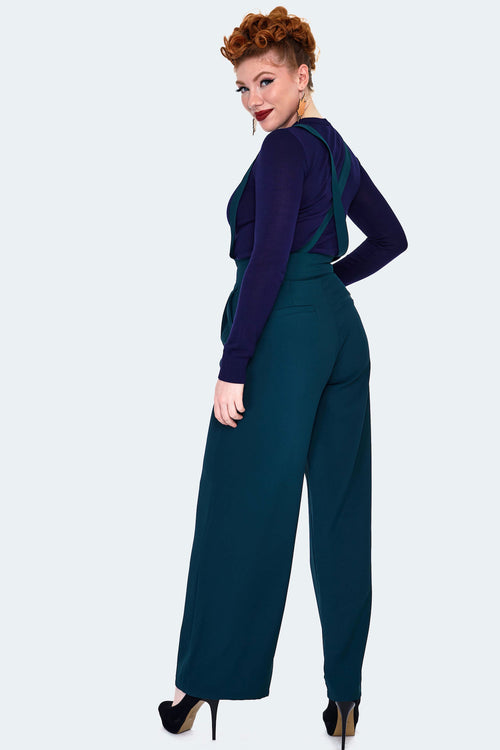 Green High Waisted Suspender Pants by Voodoo Vixen