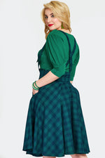 Green Plaid High Waisted Phoebe Skirt by Voodoo Vixen