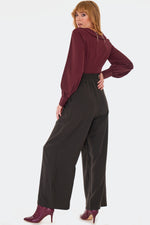 Brown Wide Leg High Waisted Pants by Voodoo Vixen