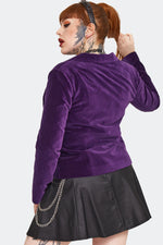 Purple Fitted Velvet Blazer by Jawbreaker