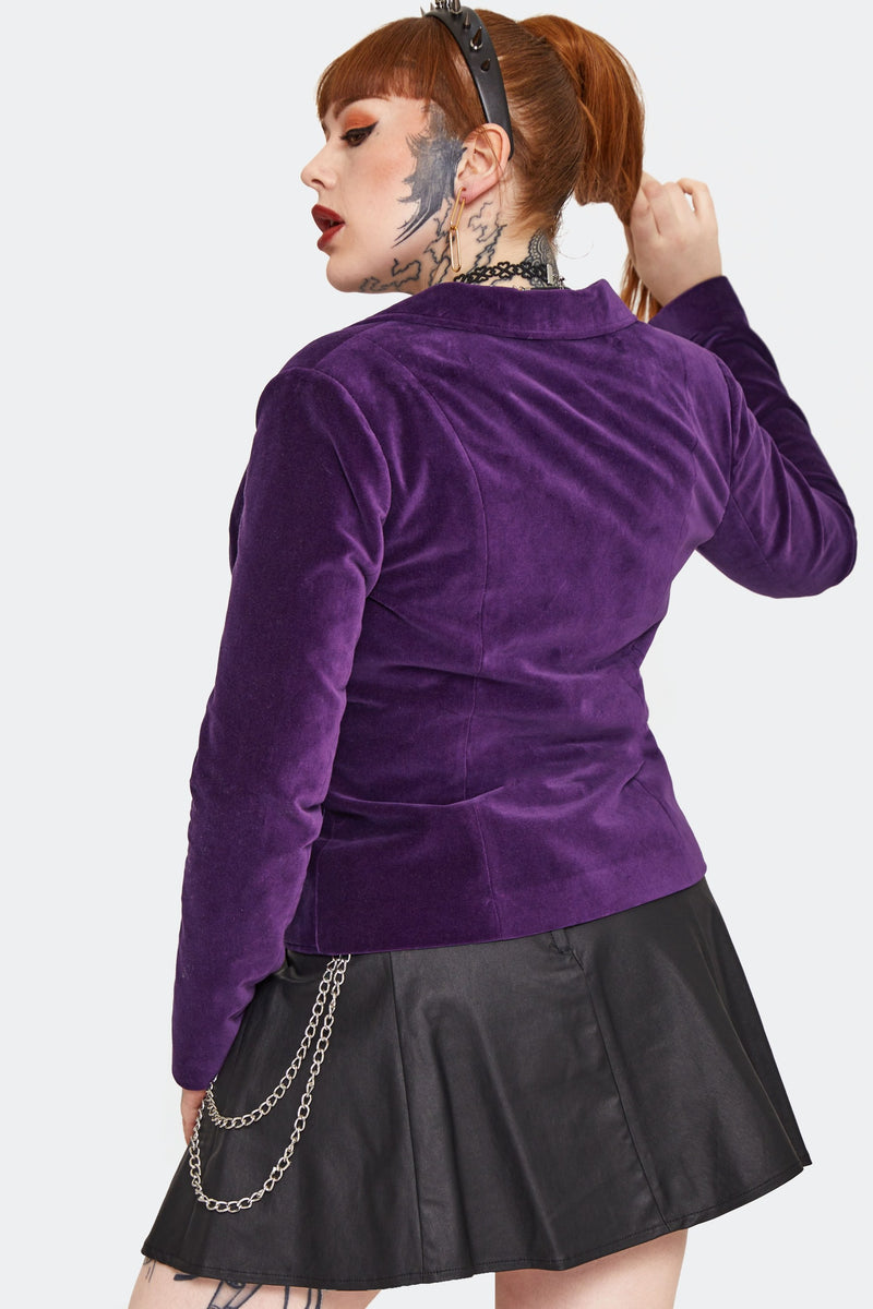 Purple Fitted Velvet Blazer by Jawbreaker