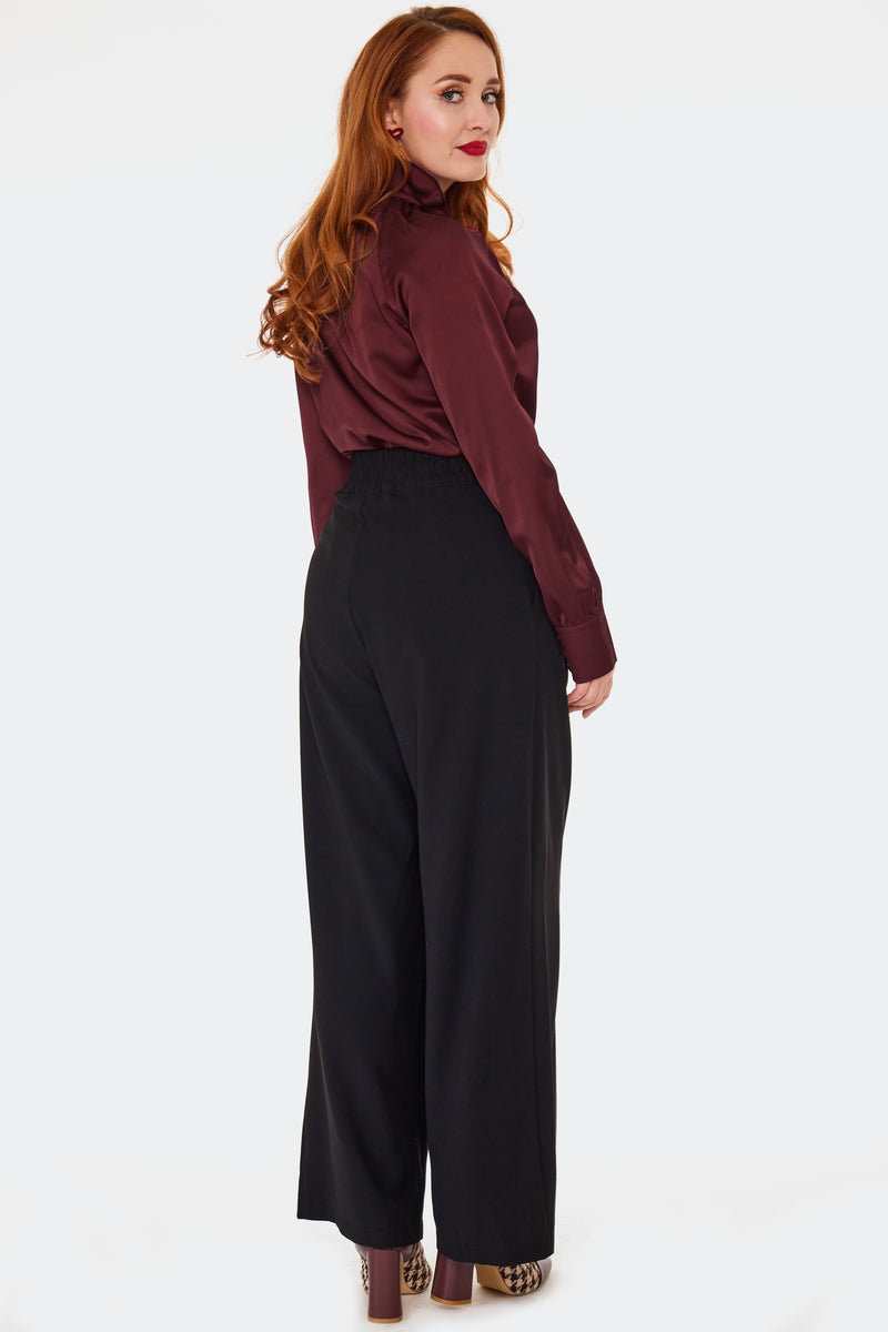 Black Wide Leg High Waisted Pants by Voodoo Vixen